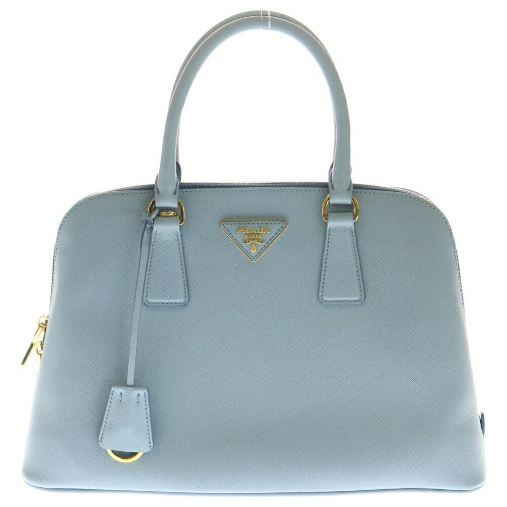 PRADA Saffiano Handbag Shoulder Bag Blue Leather